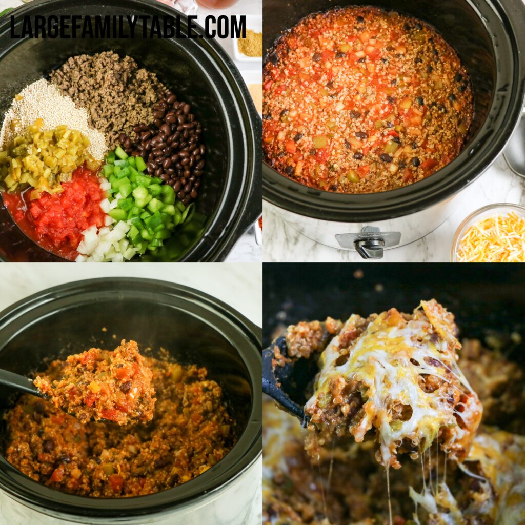 Large Family Slow Cooker Beefy Quinoa Enchilada Casserole