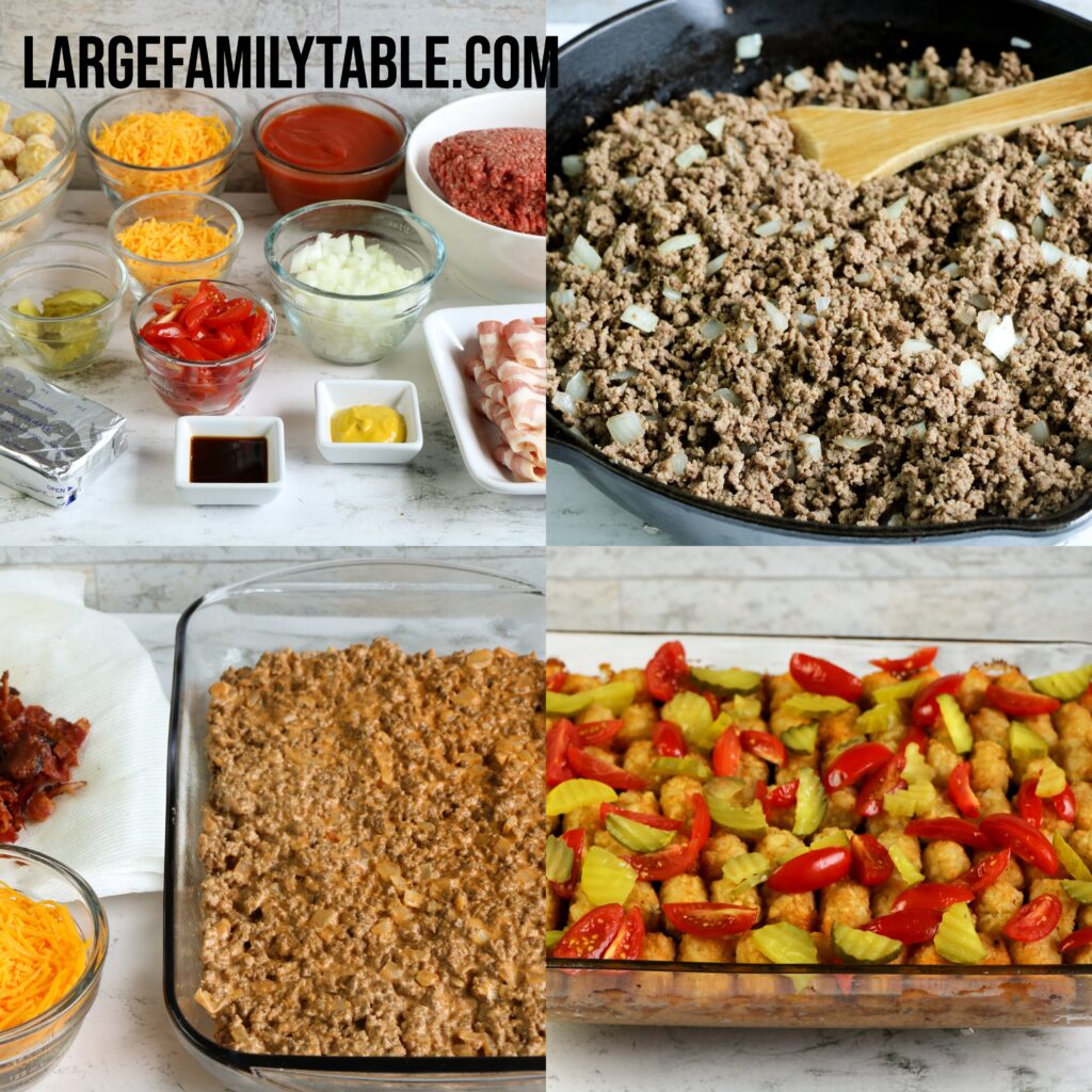 Large Family Bacon Cheeseburger Tater Tot Casserole