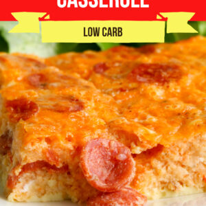Large Family Low Carb Pepperoni Pizza Casserole Meatless Option Thm