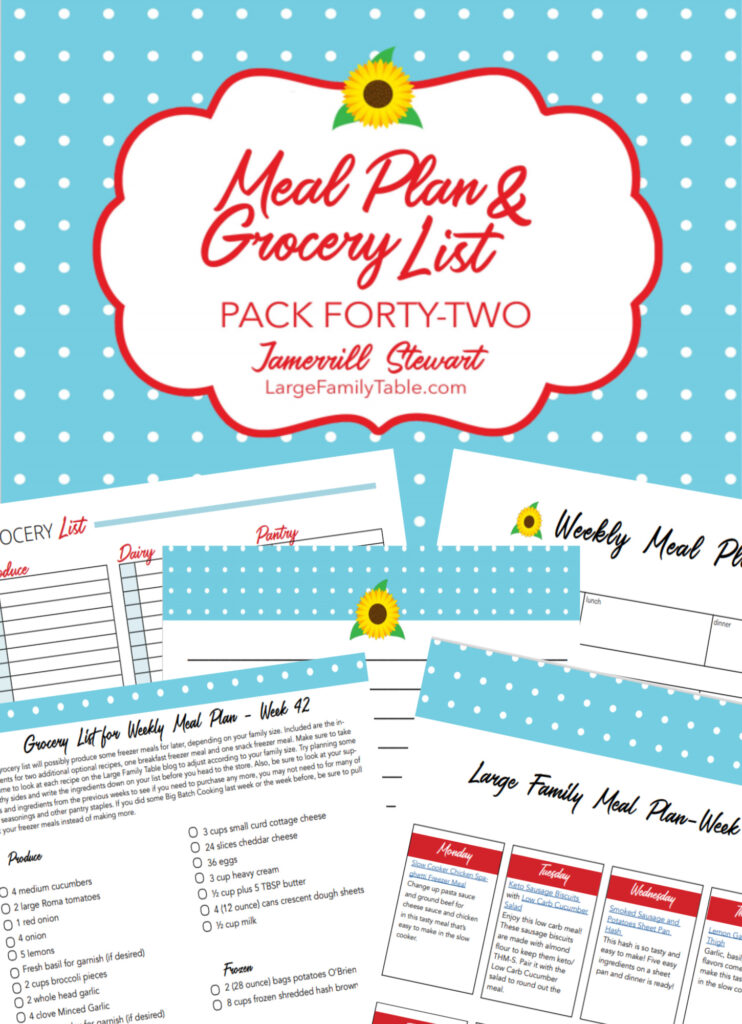 Stress-Free Large Family Meal Plan Week #42 on a Budget+ FREE Clickable Planning Pack and Grocery List