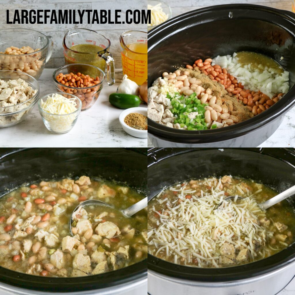 Large Family Slow Cooker White Chicken Chili | Dairy-free Option