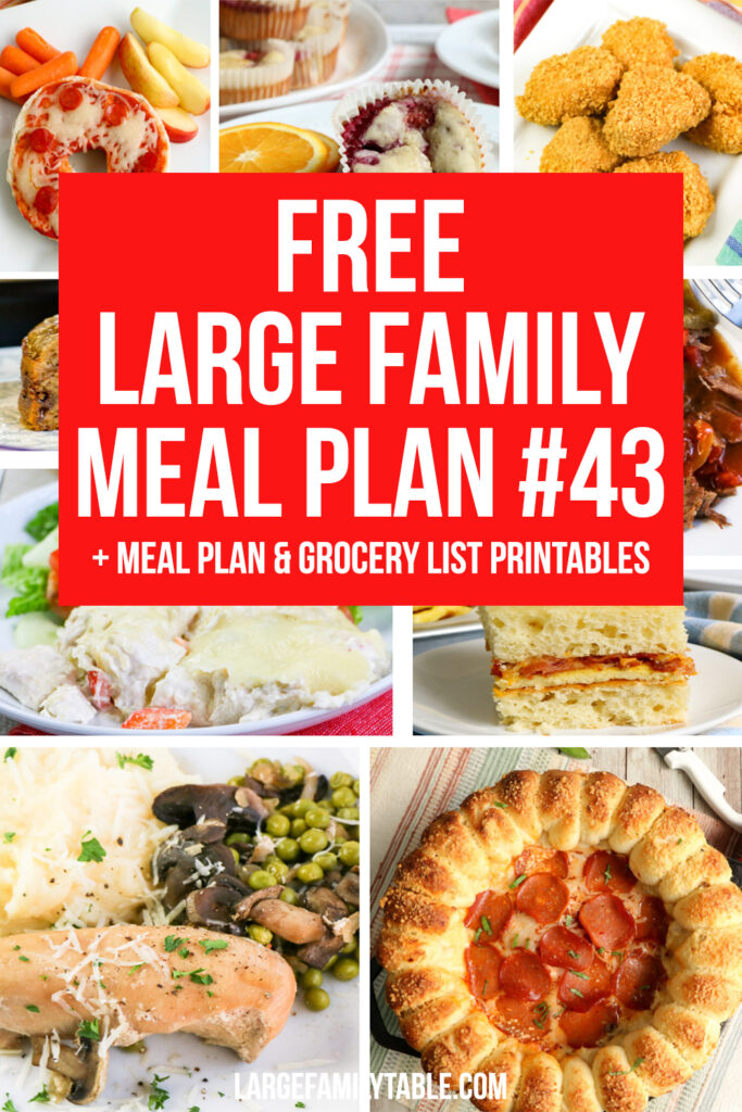 Easy Large Family Weekly Meal Plan # 43 + Free Grocery List and Planning Pack