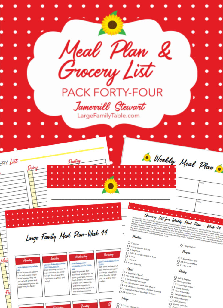 Fast and Fresh Meal Plan 44 for a Large Family