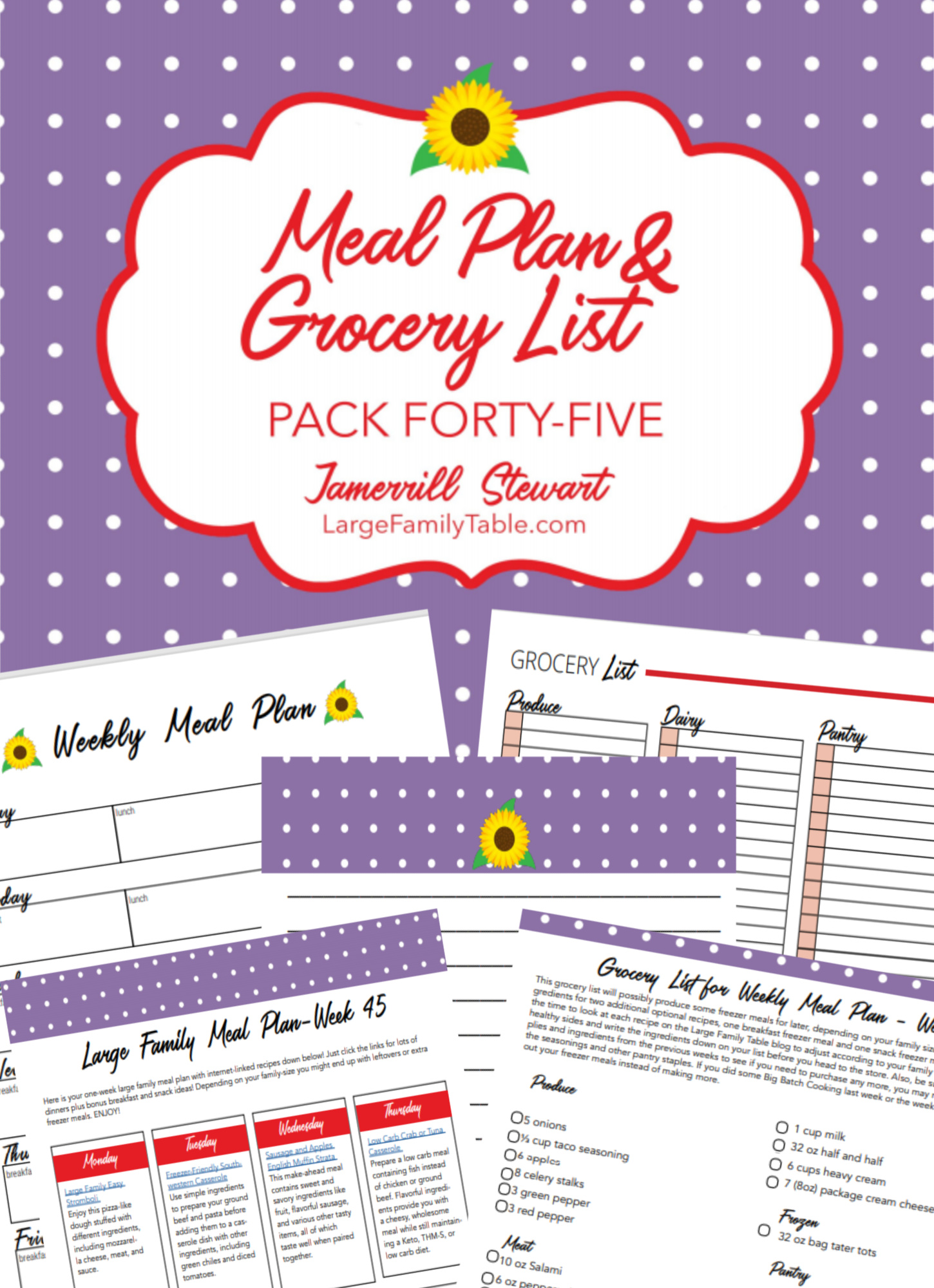 BudgetFriendly Large Family Meal Plan 45 One Week of Meals + FREE