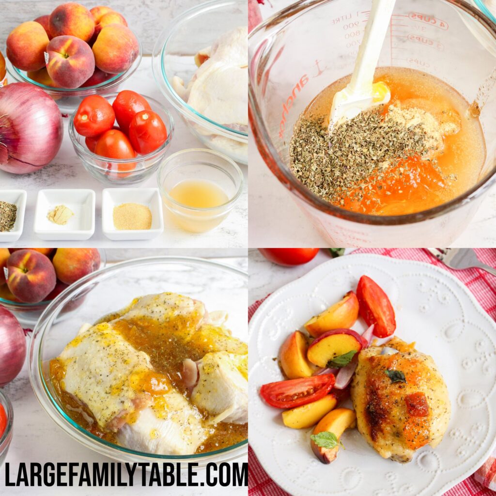 Big Family Chicken and Peaches Sheet Pan Meal | Dairy Free