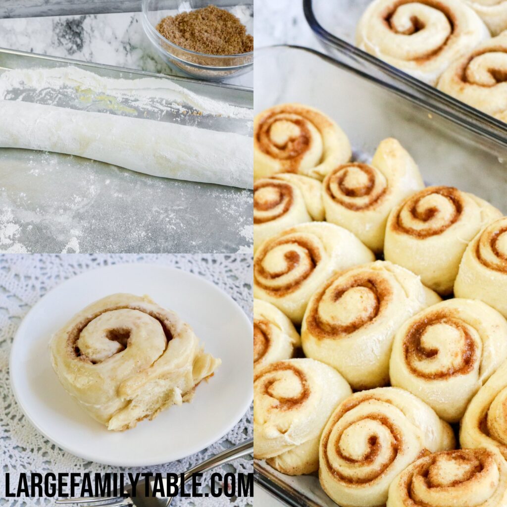 cinnamon rolls on a plate and baking sheet