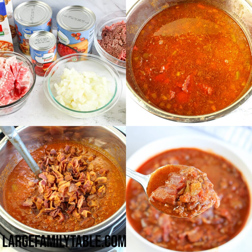 Large Family Instant Pot Bacon and Beef Chili | Dairy Free