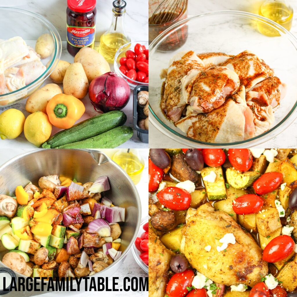 Big Family Olive and Tomato Seasoned Chicken Sheet Pan Dinner | Dairy-Free Option