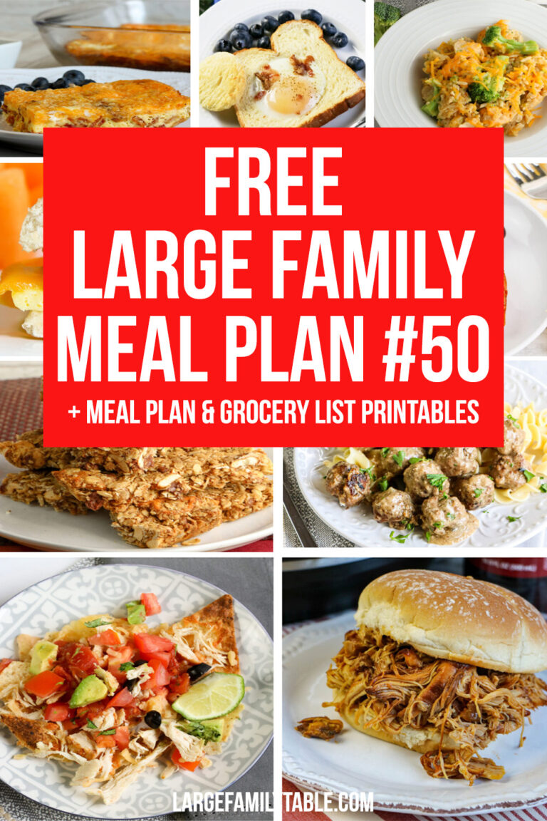 Large Family Budget Meal Plan 50 and Printable Pages with Clickable ...