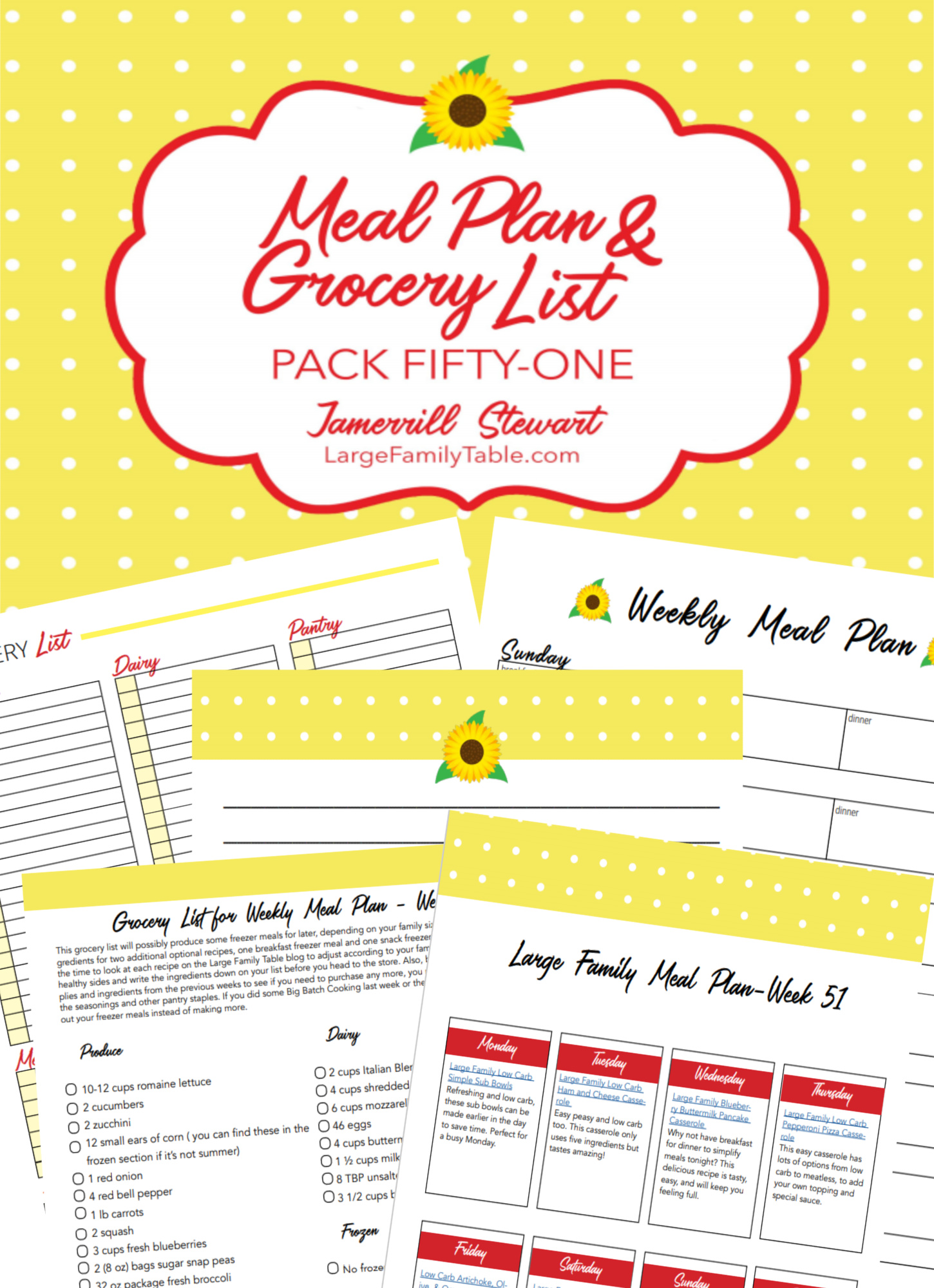 Fast and Simple Meal Plan 51 Plus Grocery List and Printables for a ...