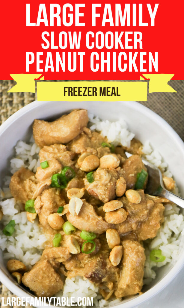 Large Family Freezable Slow Cooker Peanut Chicken | Easy Crock Pot Recipes, Dairy-Free