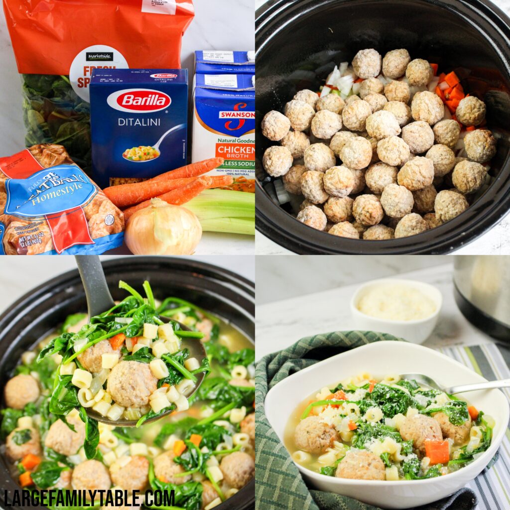 Big Family Easy Slow Cooker Italian Wedding Soup Dairy Free Option