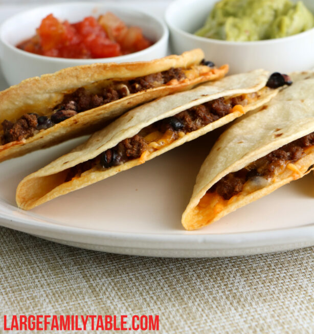 Large Family Black Beans and Beef Quesadilla 