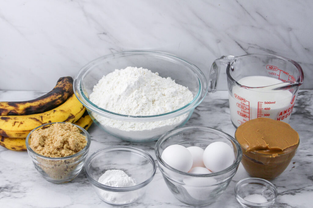 ingredients for peanut butter banana muffins